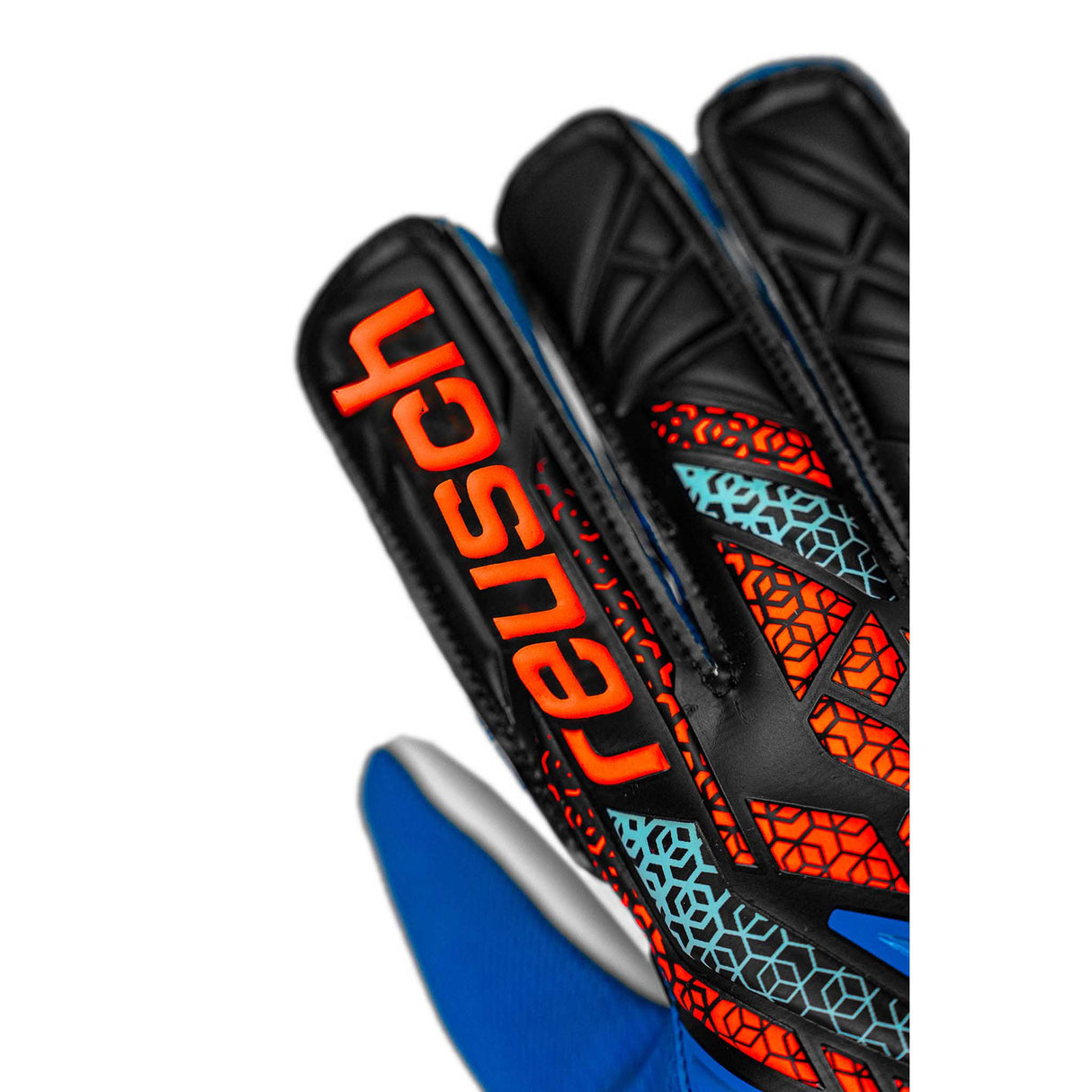 Reusch Attrakt Starter Solid junior gants de gardien de soccer doigts - Electric Blue / Shocking Orange