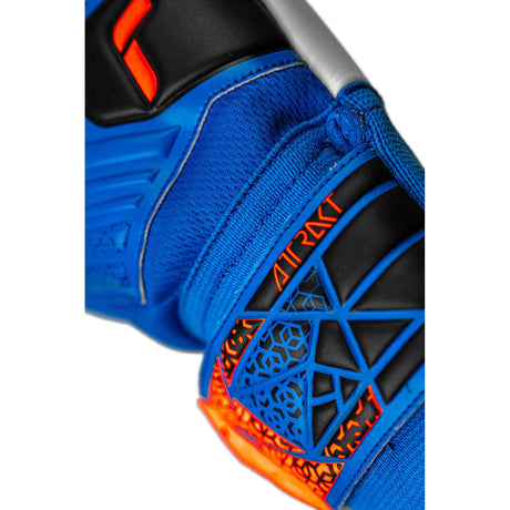 Reusch Attrakt Starter Solid junior gants de gardien de soccer poignet - Electric Blue / Shocking Orange