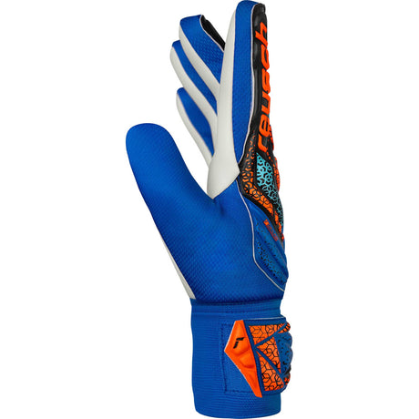 Reusch Attrakt Starter Solid junior gants de gardien de soccer pouce- Electric Blue / Shocking Orange