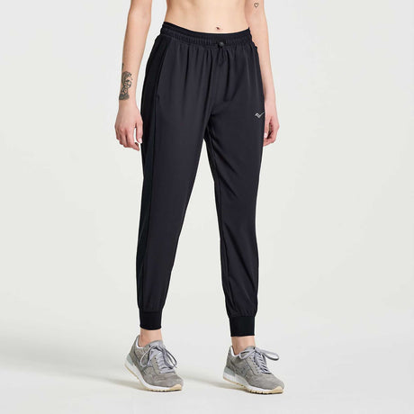 Saucony Boston Woven Pant pantalon de course à pied femme lateral droit - noir