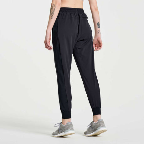 Saucony Boston Woven Pant pantalon de course à pied femme dos gauche- noir