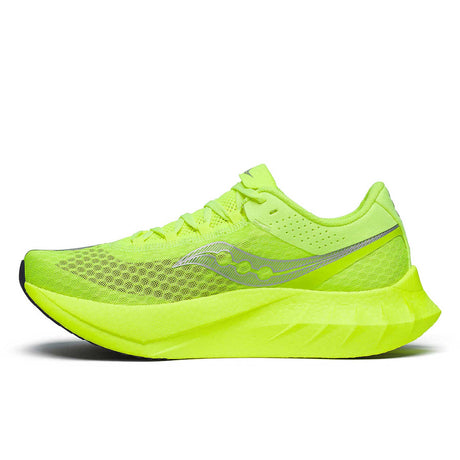 Saucony Endorphin Pro 4 souliers de course homme lateral - citron / silver