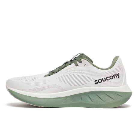 Souliers de course homme Saucony Ride 18 lateral - White / Olivine