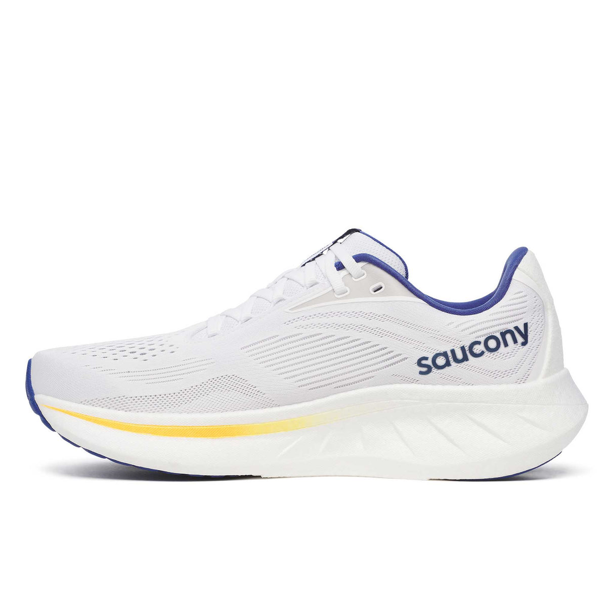 Souliers de course homme Saucony Ride 18 lateral - White / Azurite