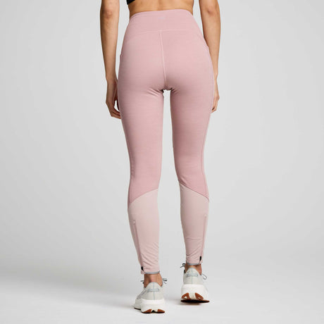 Saucony Runshield leggings d'hiver de course femme dos- smoke heather