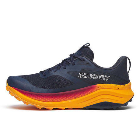 Saucony Xodus Ultra 3 souliers de course trail homme lateral- navy / peel