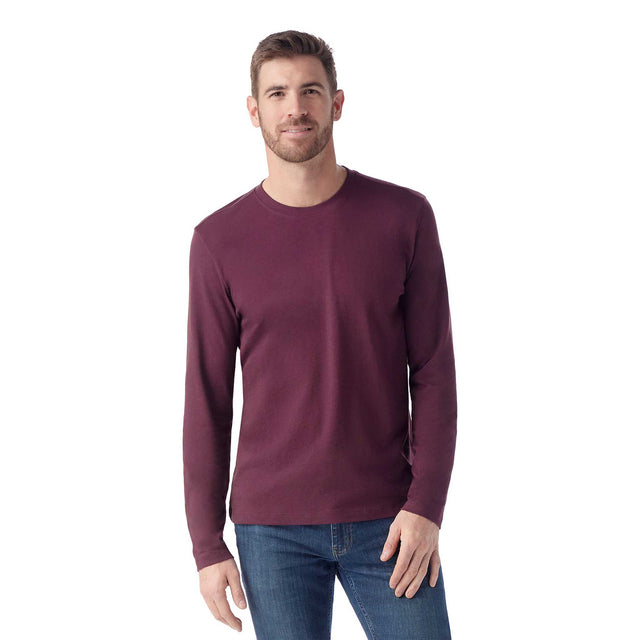 Smartwool haut Perfect à manches longues et col rond homme face - aubergine