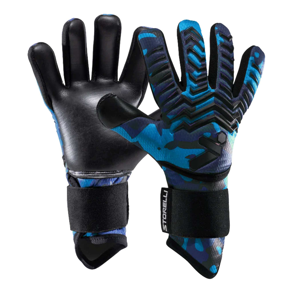 Storelli Electric GK gants de gardien de but de soccer - Bleu Camo