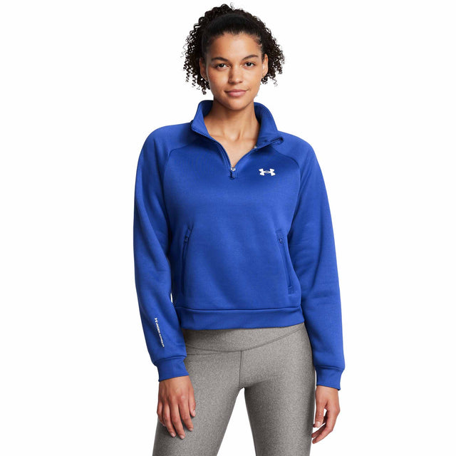 UA Armour Fleece Pro Half Zip chandail pour femme - Tech Blue / White