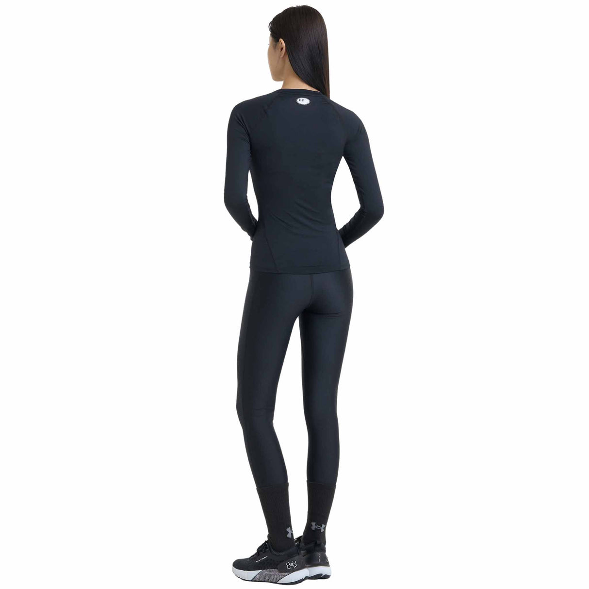 UA HeatGear Armour Compression Manches Longues Femme - Noir / Blanc