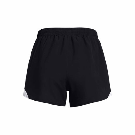 UA Fly-By short 8 cm (3 po) pour femme - Noir / Blanc