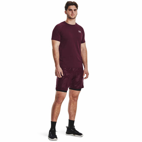 UA HeatGear Armour Fitted T-shirt à manches courtes pour hommes - Dark Maroon