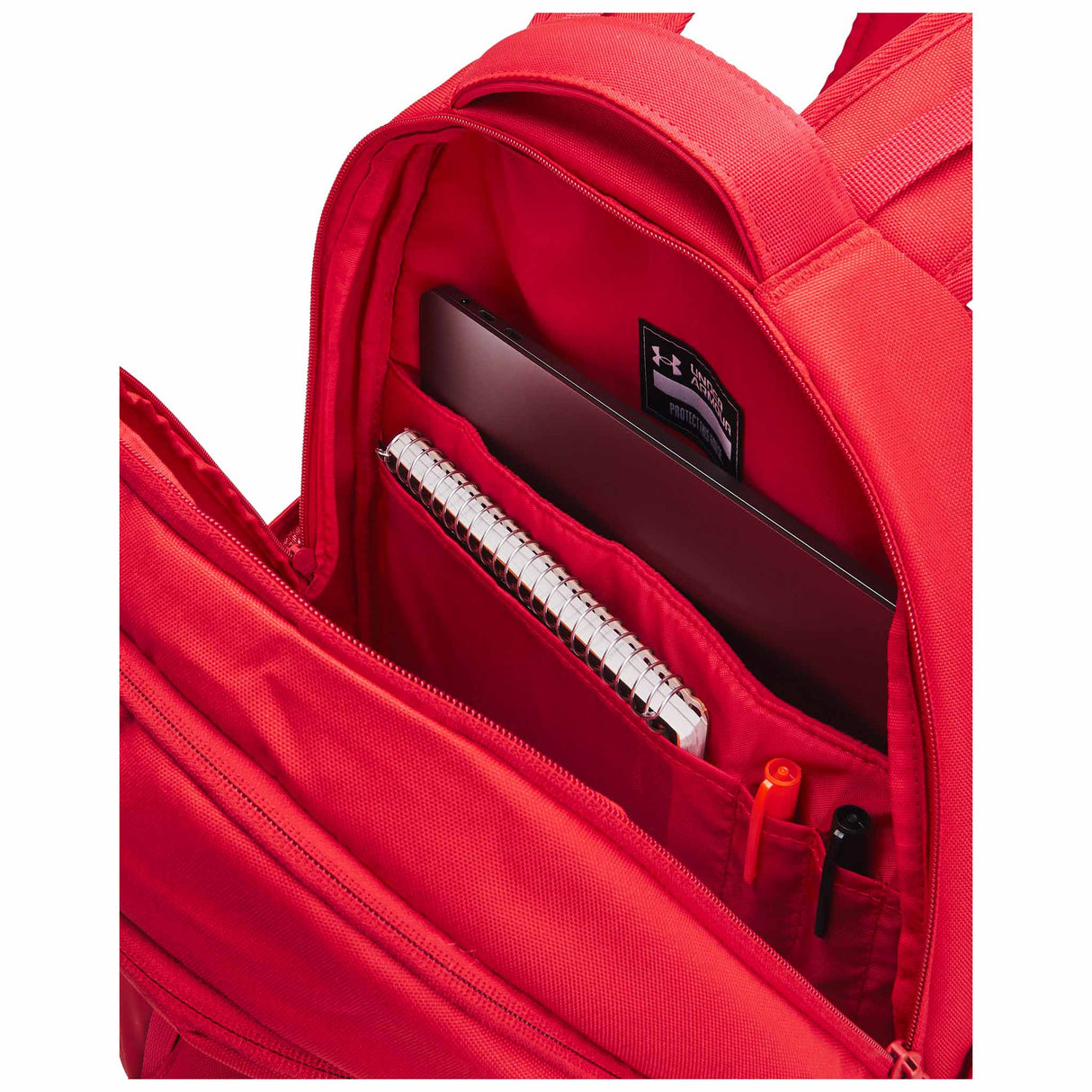 UA Hustle 6.0 sac a dos sport - Rouge / Rouge / Argent métallique