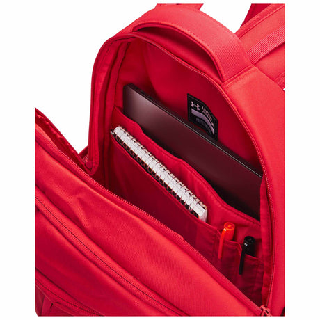 UA Hustle 6.0 sac a dos sport - Rouge / Rouge / Argent métallique