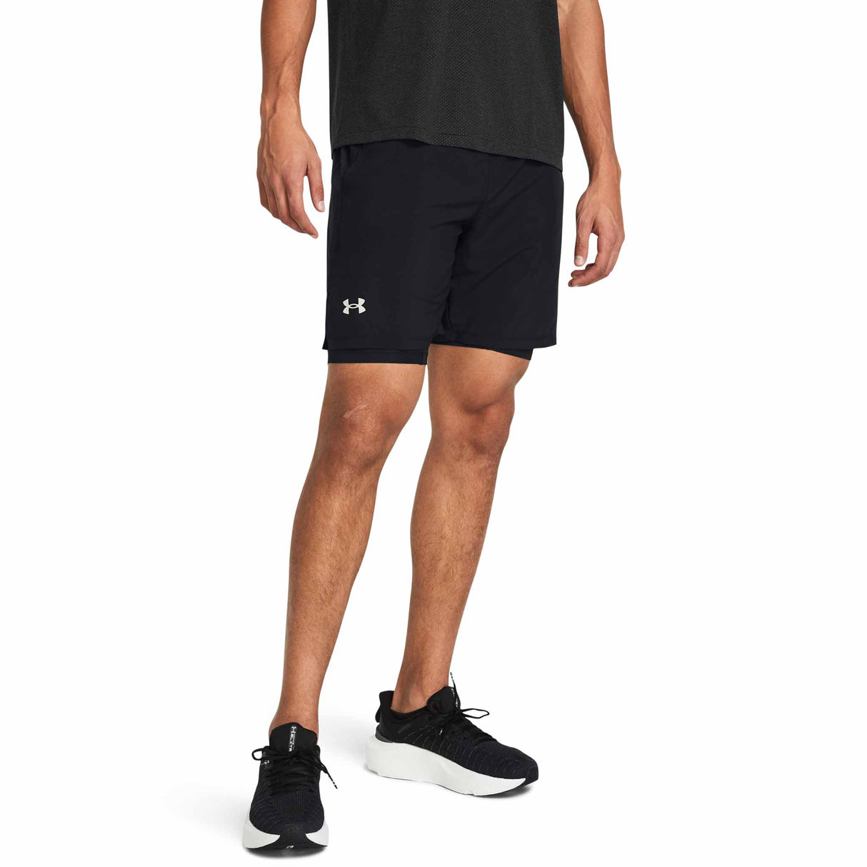 Under Armour Launch 7 pouces shorts de course à pied pour homme 2-en-1 face - Noir / Noir / Réfléchissant