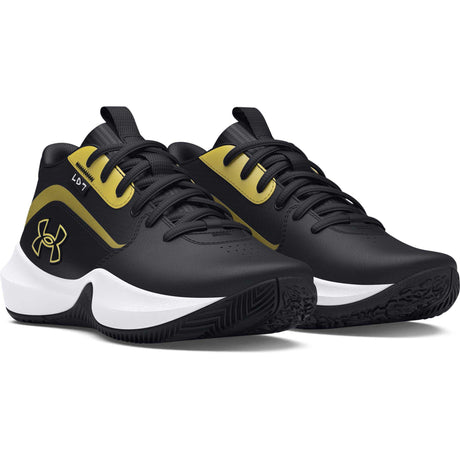 Under Armour Lockdown 7 chaussures de basketball pour enfant paire - Noir / Noir / Or métallique