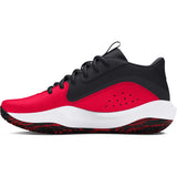 Under Armour Lockdown 7 chaussures de basketball pour enfant lateral - Rouge / Noir / Blanc