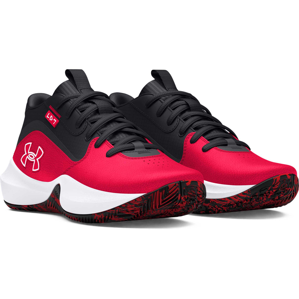 Under Armour Lockdown 7 chaussures de basketball pour enfant paire  - Rouge / Noir / Blanc