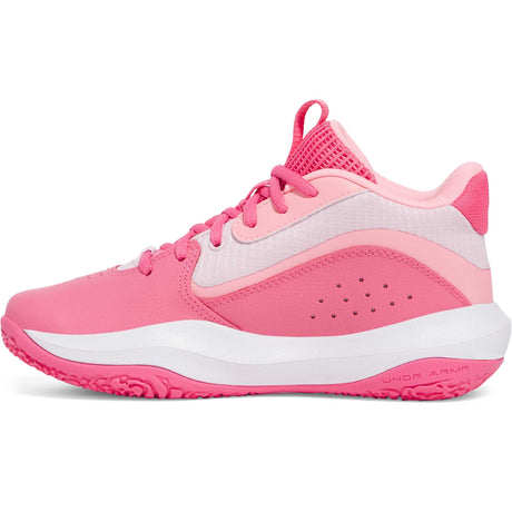 Under Armour Lockdown 7 chaussures de basketball pour enfant lateral - Super Pink / Pink Vortex / Prime Pink