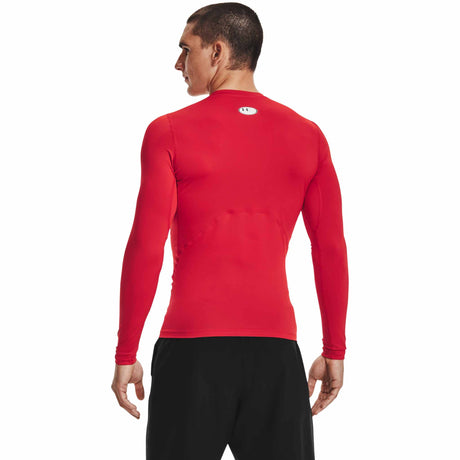 UA HeatGear Armour - Haut à manches longues pour homme - Rouge / Blanc