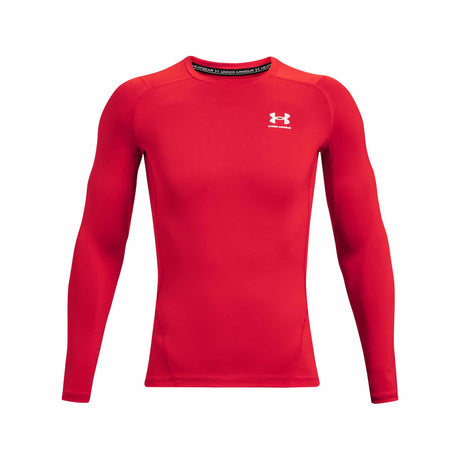 UA HeatGear Armour - Haut à manches longues pour homme - Rouge / Blanc