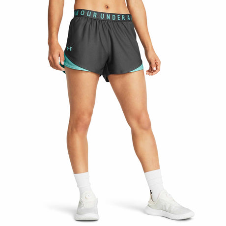 UA Play Up 3.0 Shorts sport pour femme face live - Castlerock / Radial Turquoise