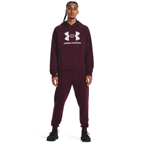 UA Rival Fleece Logo Hoodie sweatshirt à capuchon homme face- marron / blanc