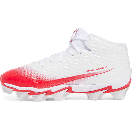 Under Armour Spotlight Hammer JR chaussures de football enfant lateral - Blanc / Rouge / Rouge