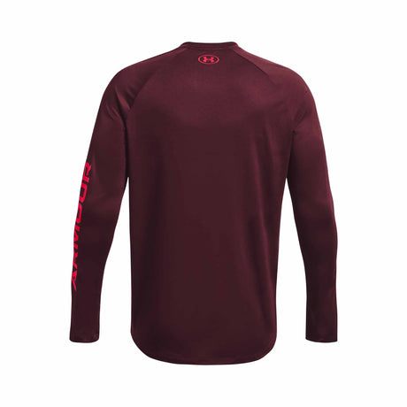 Under Armour Tech Print Fill Long Sleeve t-shirt de course pour homme - Dark Maroon