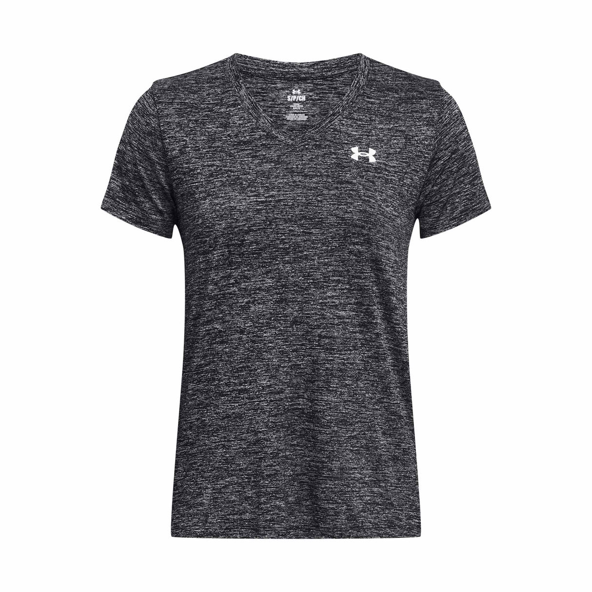 UA Tech Twist T-Shirt V Neck Femme -Noir / Blanc