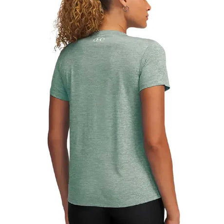 UA Tech Twist T-Shirt V Neck Femme dos -Silica Green / White