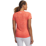 UA Tech Twist T-Shirt V Neck Femme dos -Fire / White