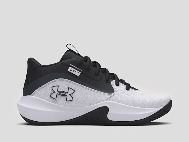 Under Armour Lockdown 7 chaussures de basketball pour enfant - Blanc / Noir / Noir