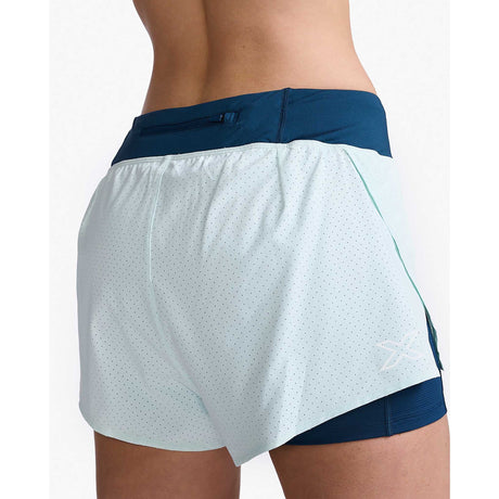 2XU Aero 2-en-1 4-Inch shorts de course à pied femme dos- moonlight / glacier