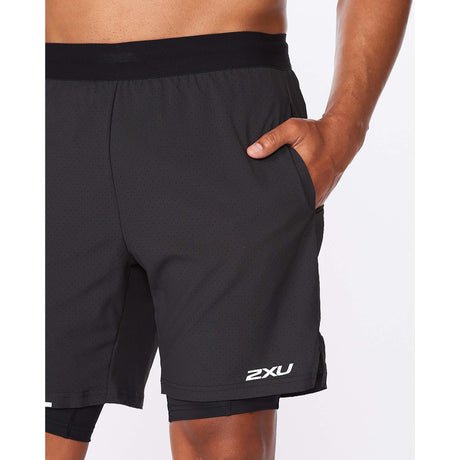 2XU Aero 2 en 1 shorts de course à pied 7 pouces pour homme poche