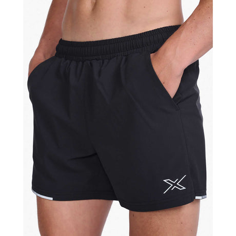 2XU Aero 5 Inch short de course à pied homme detail-noir / argent réfléchissant