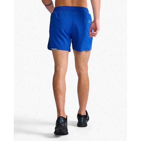 2XU Aero 5 Inch short de course à pied homme dos-surf / argent réfléchissant