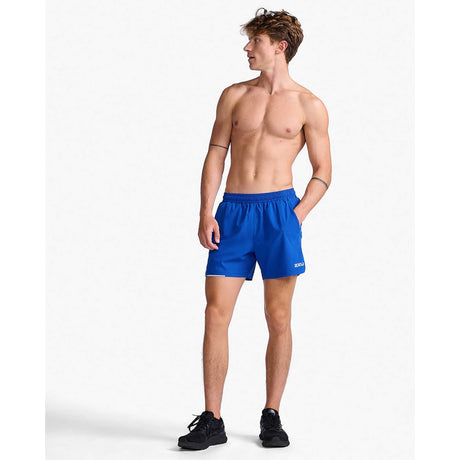 2XU Aero 5 Inch short de course à pied homme face 2-surf / argent réfléchissant