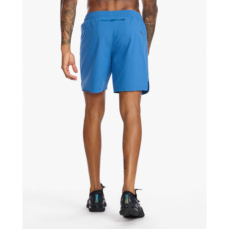 2XU Aero 7" shorts de course à pied starling medieval blue reflective homme dos