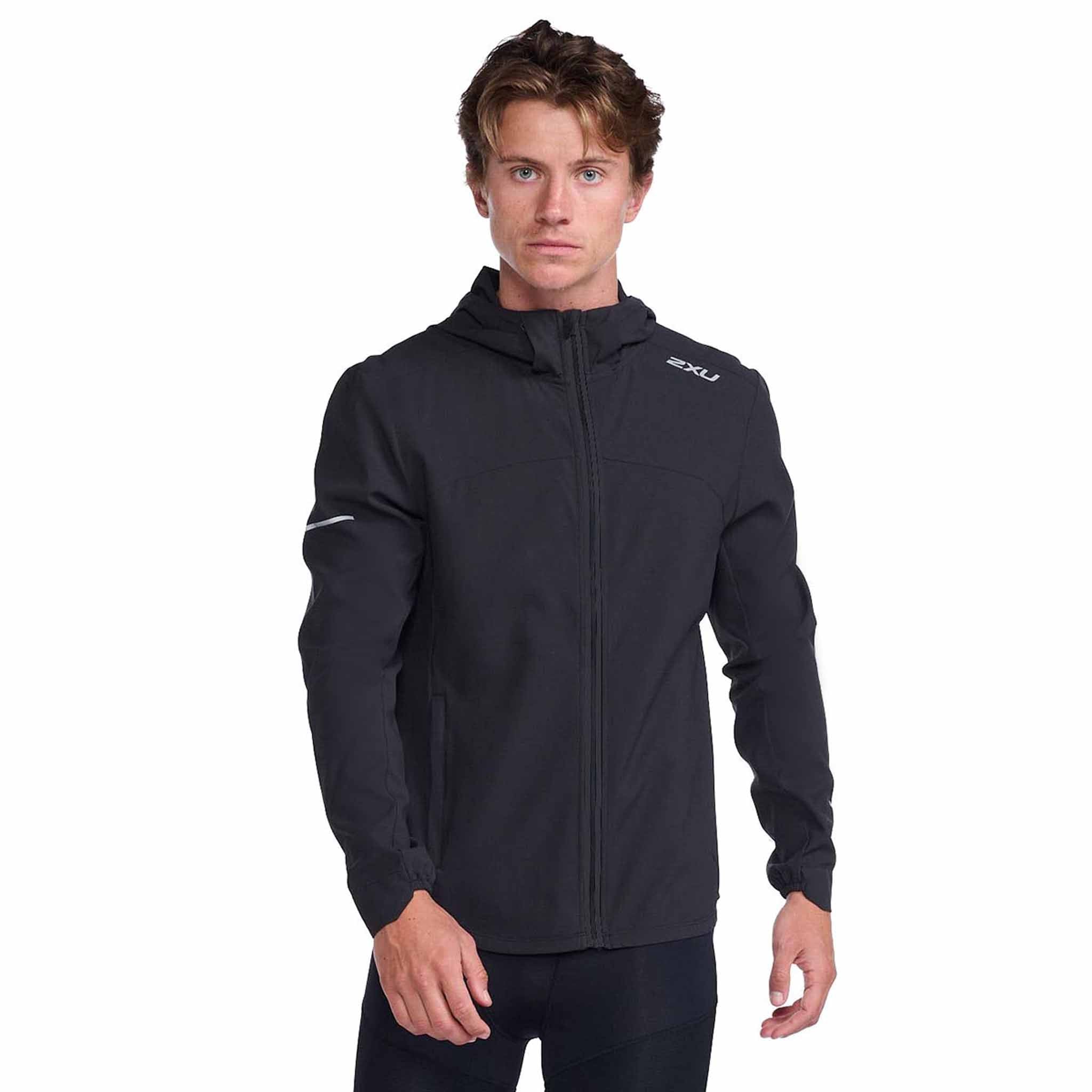 2XU Aero Jacket manteau de course pied l preuve de l eau homme Noir Argent r fl chissant S