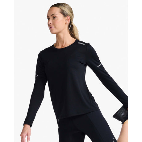 2XU Aero chandail à manches longues black silver reflective femme lateral