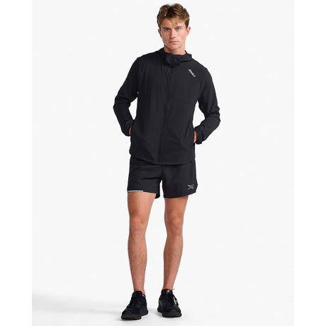 2XU Aero jacket coupe-vent de course noir argent réfléchissant homme live 2