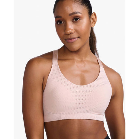 2XU Aero Medium Impact brassiere sport peachwhip detail