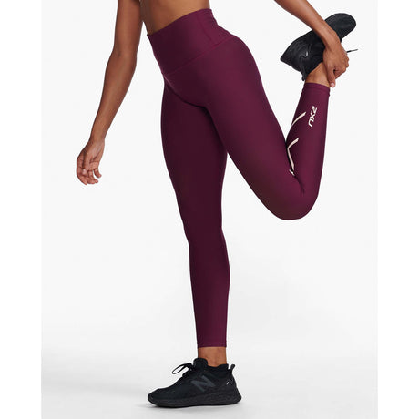 2XU Aero Sculpt Hi-Rise Compression Tights mulberry reflective femme live