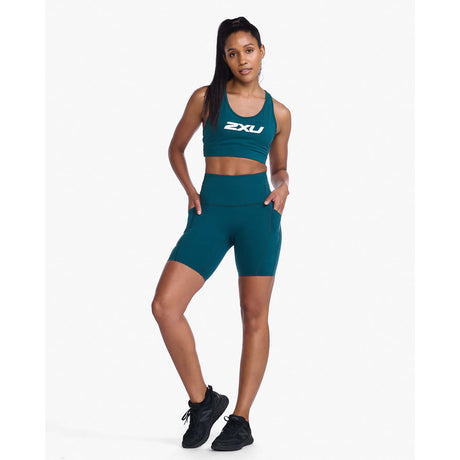 2XU Form Stash Hi-Rise Bike Shorts 2.0 cuissard taille haute deep jade femme live