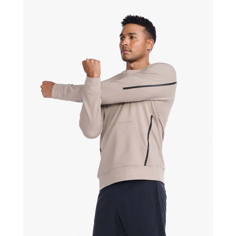 2XU Motion Crew chandail à col rond sport caillou noir homme lateral