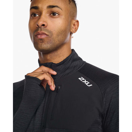 2XU chandail manches longues Ignition 1/4 Zip de course noir réfléchissant homme col