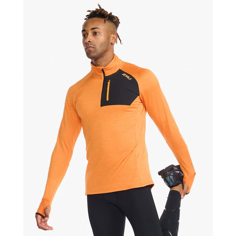 2XU chandail manches longues Ignition 1/4 Zip de course curcuma réfléchissant homme lateral