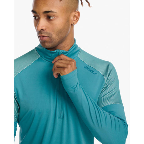 2XU chandail à manches longues Light Speed 1/2 Zip de course porcelaine ocean homme detail