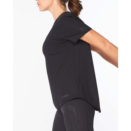 2XU Motion Mesh Tee t-shirt de course à pied noir pour femme lateral gauche